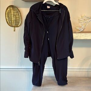 Black Zip-Up Jacket and Pants Set